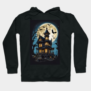 Spooky Moonlight Haunted House Halloween Hoodie